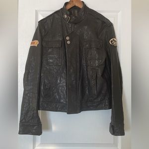 Danier genuine leather jacket with Indian motorcycle patches